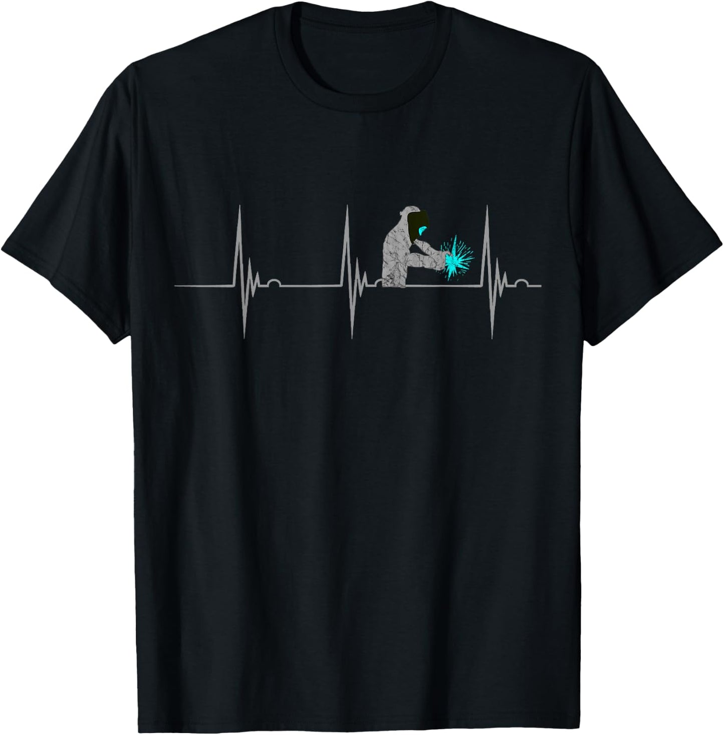 Welder Heartbeat EKG Pulse Steelworker Mig Welding T-Shirt - T-Shirt | Black