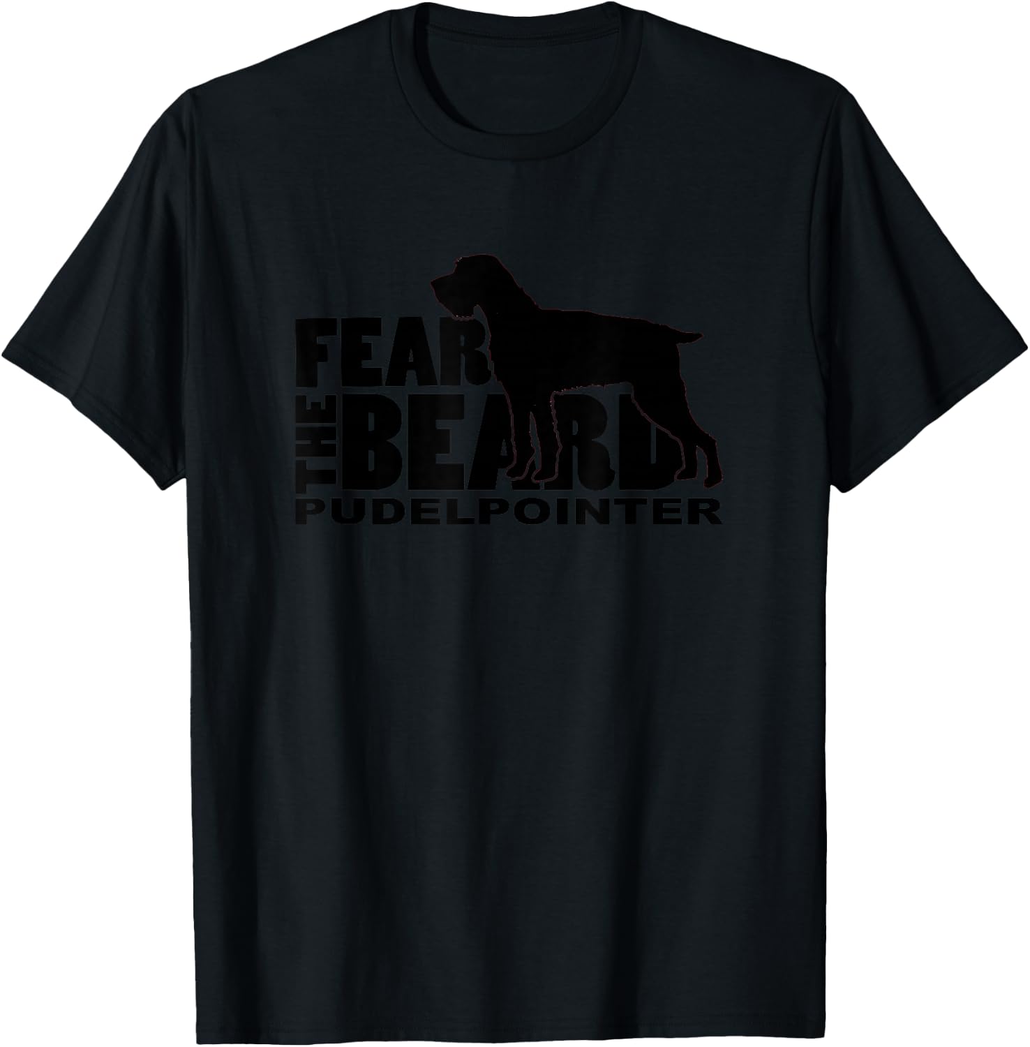 Dog Lover by Traciwithani Designs - Fear the Beard Pudelpointer -Adults Grey Short Sleeve Classic Fit T-Shirt - T-Shirt | Black