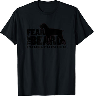 Dog Lover by Traciwithani Designs - Fear the Beard Pudelpointer -Adults Grey Short Sleeve Classic Fit T-Shirt - T-Shirt | Black