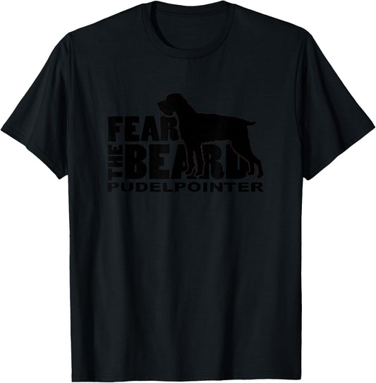 Dog Lover by Traciwithani Designs - Fear the Beard Pudelpointer -Adults Grey Short Sleeve Classic Fit T-Shirt - T-Shirt | Black