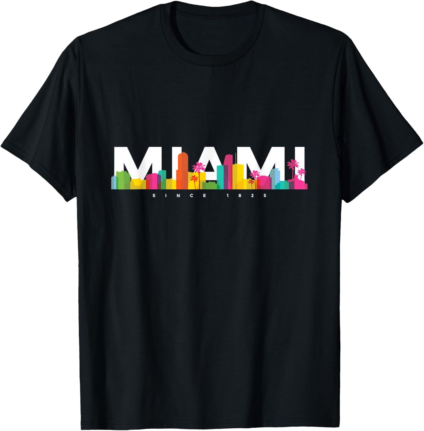 Miami Skyline Retro Vintage Florida Souvenir Gift T-Shirt - T-Shirt | Black