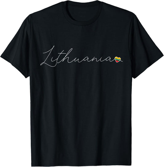 Lietuva Love Lithuanian Flag and Heart of Lithuania T-Shirt - T-Shirt | Black