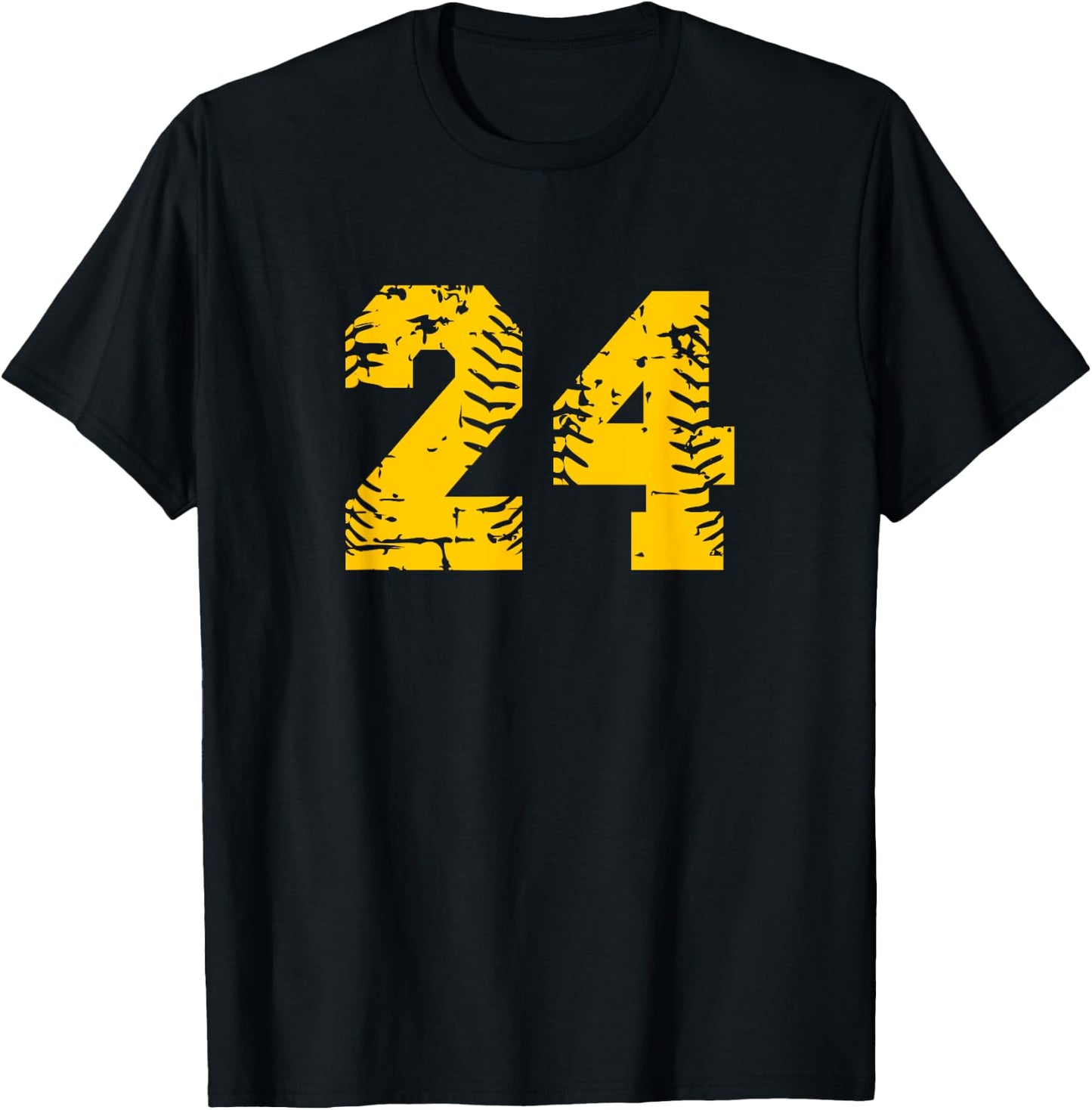 Baseball Softball Yellow Number #24 T-Shirt - T-Shirt | Black