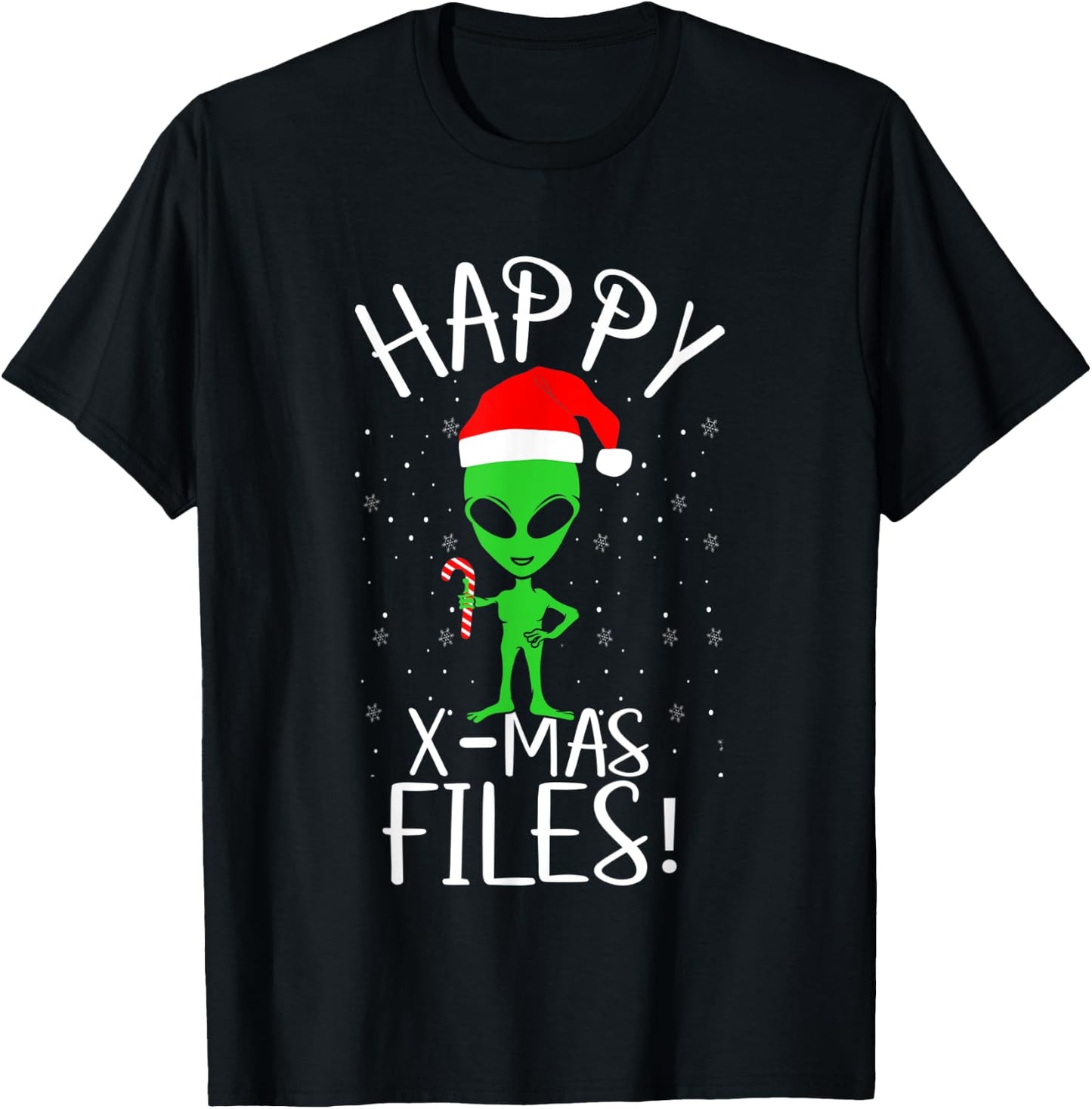 Happy X-mas Files Extraterrestrial Life Alien Beings Lover T-Shirt - T-Shirt | Black