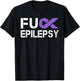 Fuck Epilepsy Awareness Month Purple Ribbon Warrior Fighter T-Shirt - T-Shirt | Black