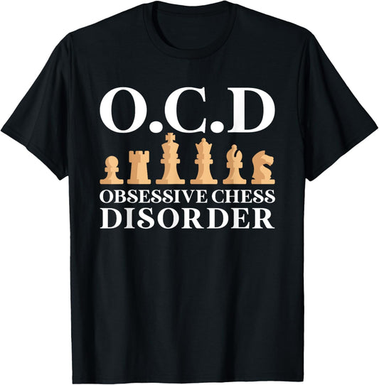 Funny OCD Obsessive Chess Disorder Board Game Gift Men Kids T-Shirt - T-Shirt | Black