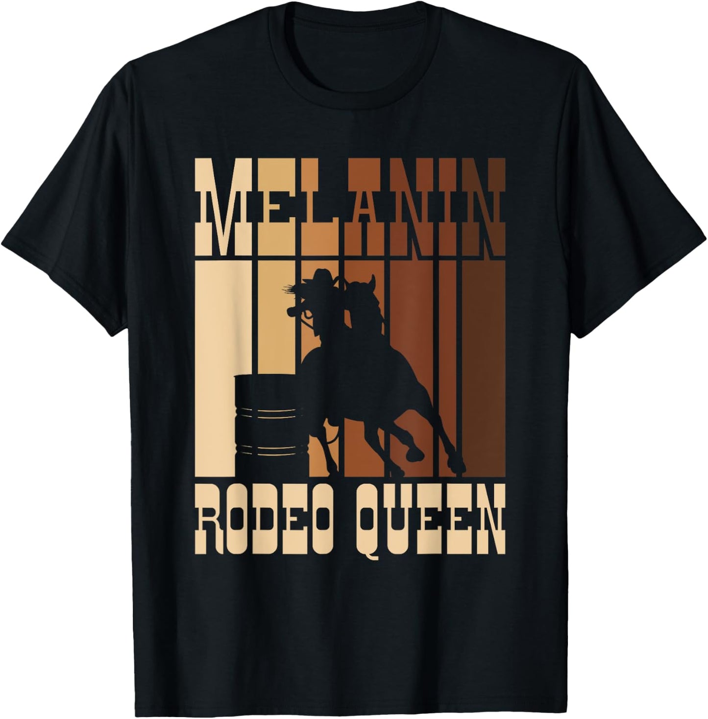 Barrel Racing Melanin Rodeo Queen African American Cowgirl T-Shirt - T-Shirt | Black