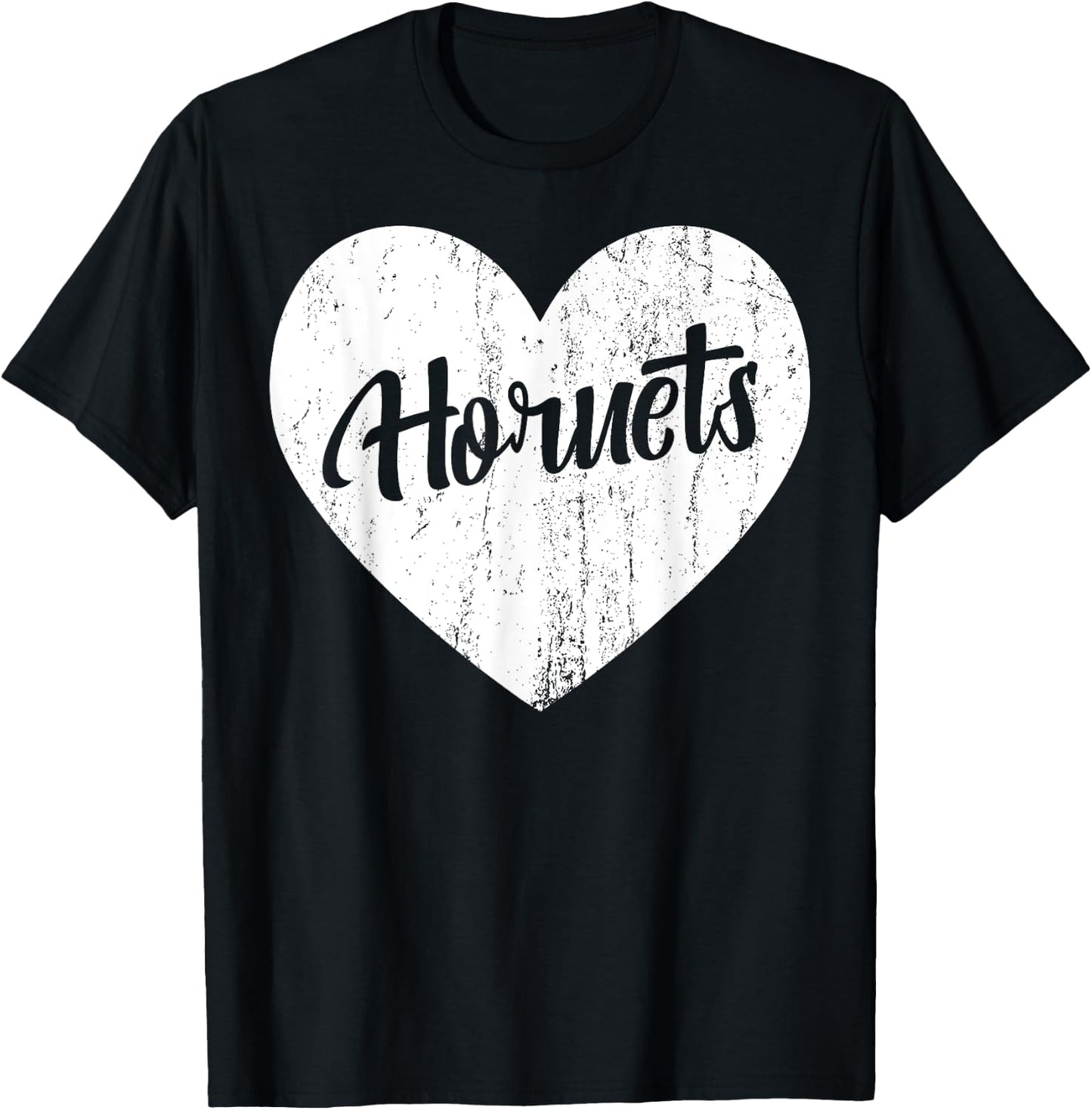Hornets School Sports Fan Team Spirit Mascot Heart Gift T-Shirt - T-Shirt | Black