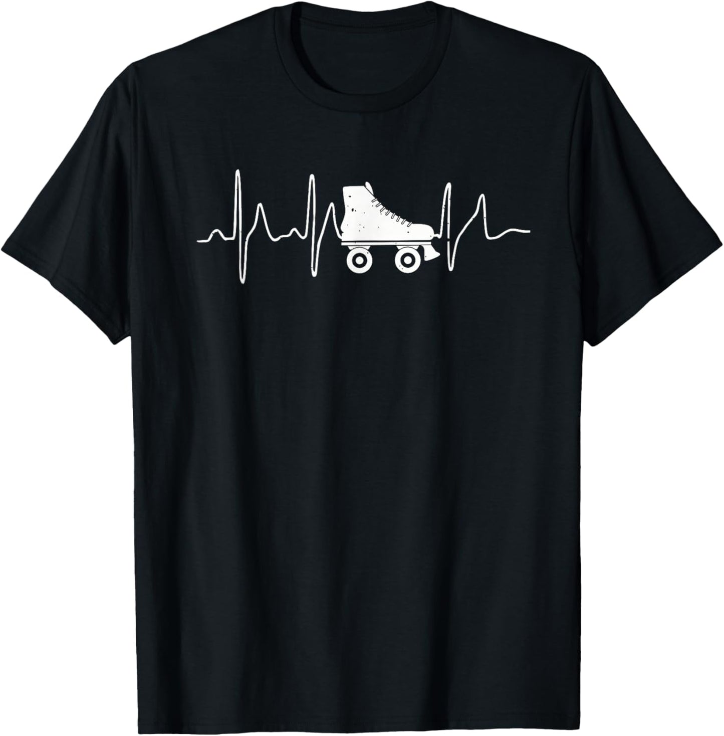Roller Skating Heartbeat Skater Gift Vintage Roller Skating T-Shirt - T-Shirt | Black