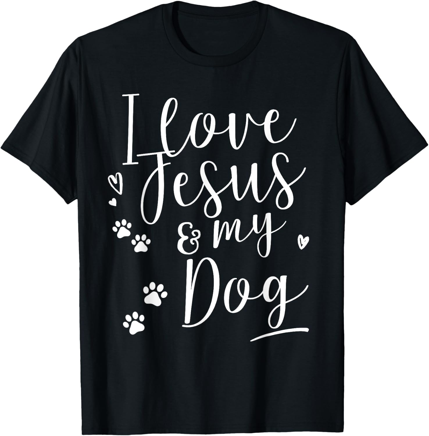 I love Jesus and my Dog Shirt Women Girls Kids T-Shirt - T-Shirt | Black