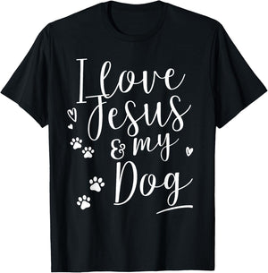 I love Jesus and my Dog Shirt Women Girls Kids T-Shirt - T-Shirt | Black