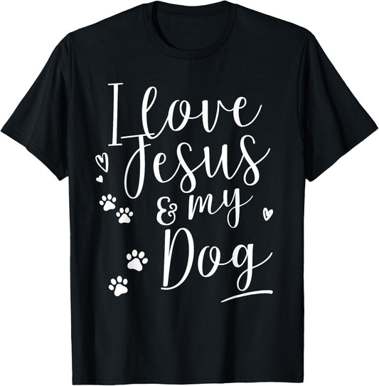 I love Jesus and my Dog Shirt Women Girls Kids T-Shirt - T-Shirt | Black