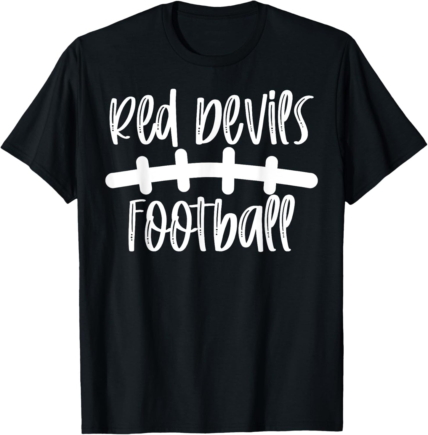 Red Devils Football School Spirit Team Mascot Game Night T-Shirt - T-Shirt | Black
