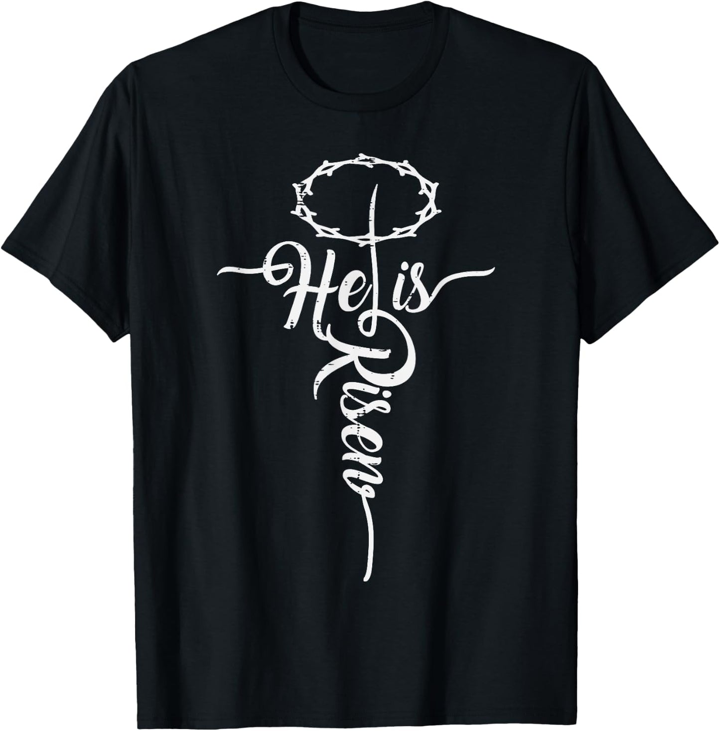 He Is Risen Cross Jesus Religious Easter Day Christians T-Shirt - T-Shirt | Black