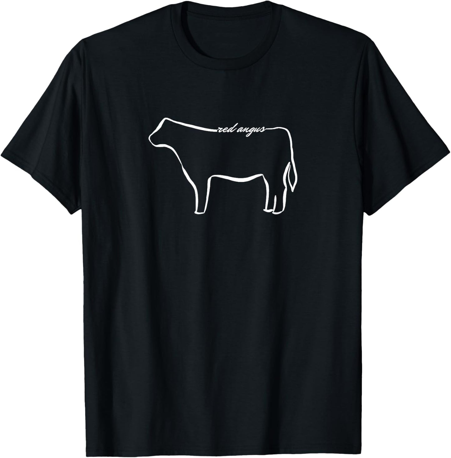 Red Angus Cow Line Art T-Shirt - T-Shirt | Black