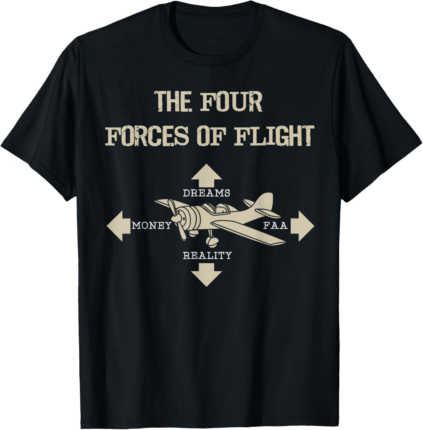 Four Forces Of Flight Dreams Money Reality FAA Shirt Gift T-Shirt - T-Shirt | Black