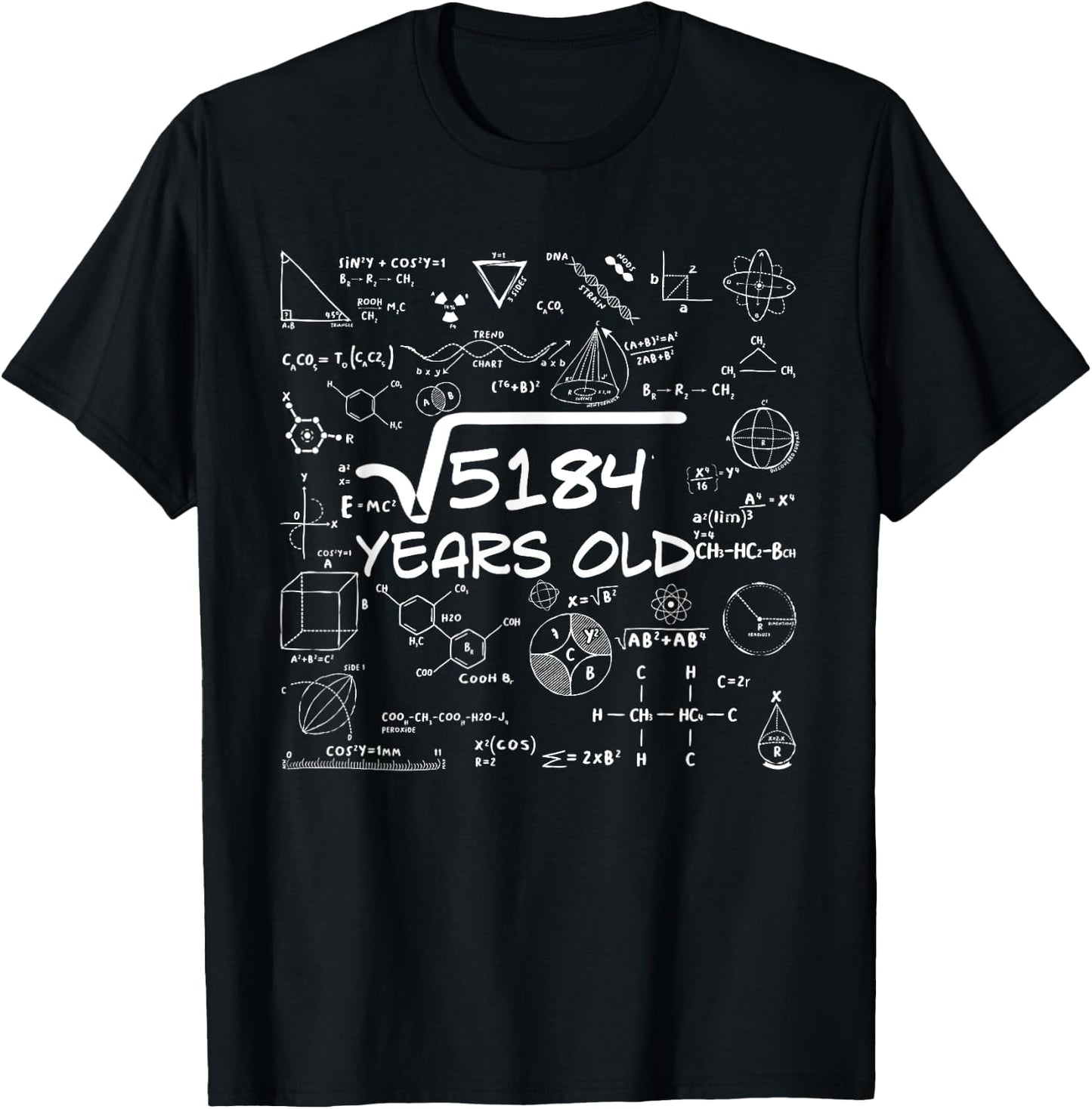 72nd Birthday Square Root of 5184 72 Years Old T-Shirt - T-Shirt | Black