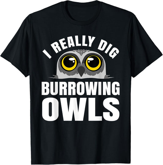 Burrowing Owl Lover Bird Watcher Ornithology Nocturnal Hoot T-Shirt - T-Shirt | Black