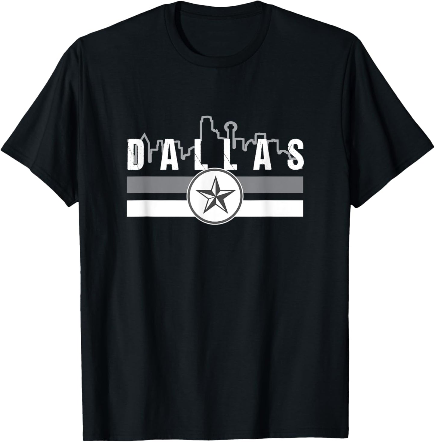 Blue & Grey TX Dallas Old School Throwback Dallas Fan T-Shirt - T-Shirt | Black