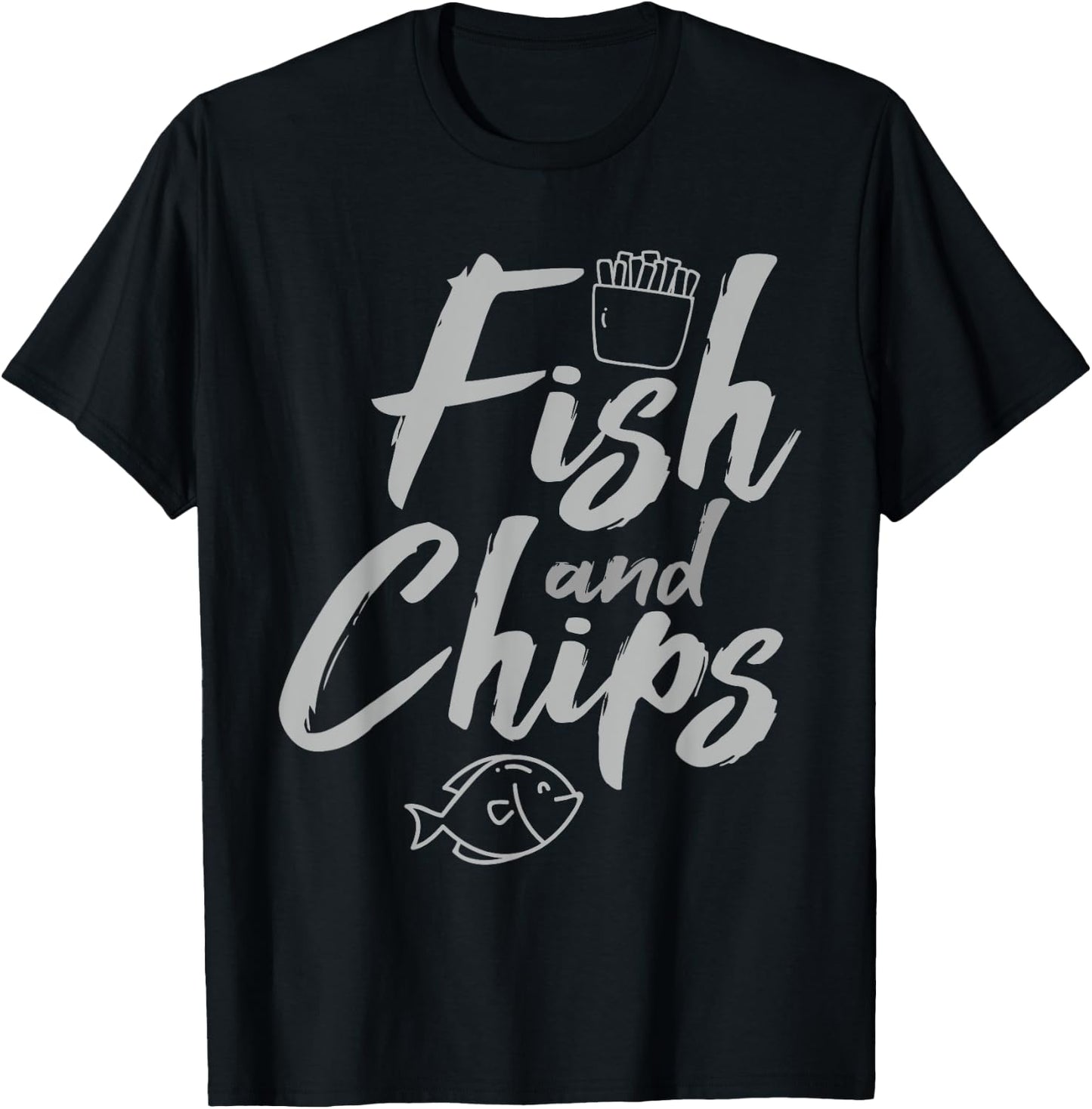 Fish & Chips Funny British Food and Streetfood T Shirt Gift T-Shirt - T-Shirt | Black