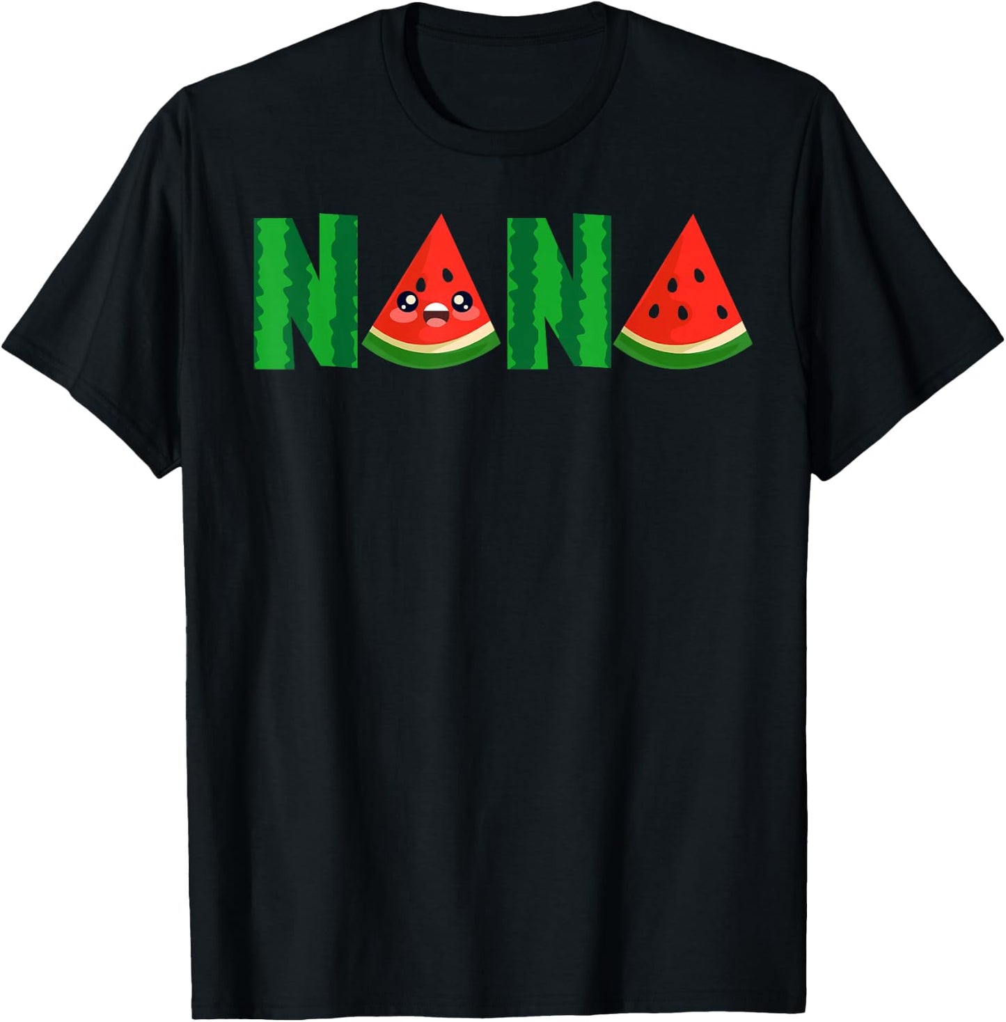 Nana Watermelon Tropical Summer Fruit Melon T-Shirt - T-Shirt | Black