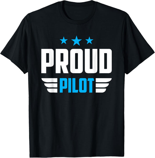 Proud Pilot Small Airplane Aircraft Private T-Shirt - T-Shirt | Black