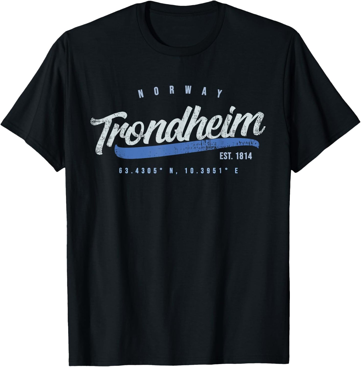 Trondheim Norway Vintage Retro T-Shirt - T-Shirt | Black