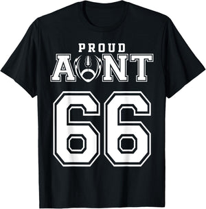 Custom Proud Football Aunt Number 66 Personalized T-Shirt - T-Shirt | Black