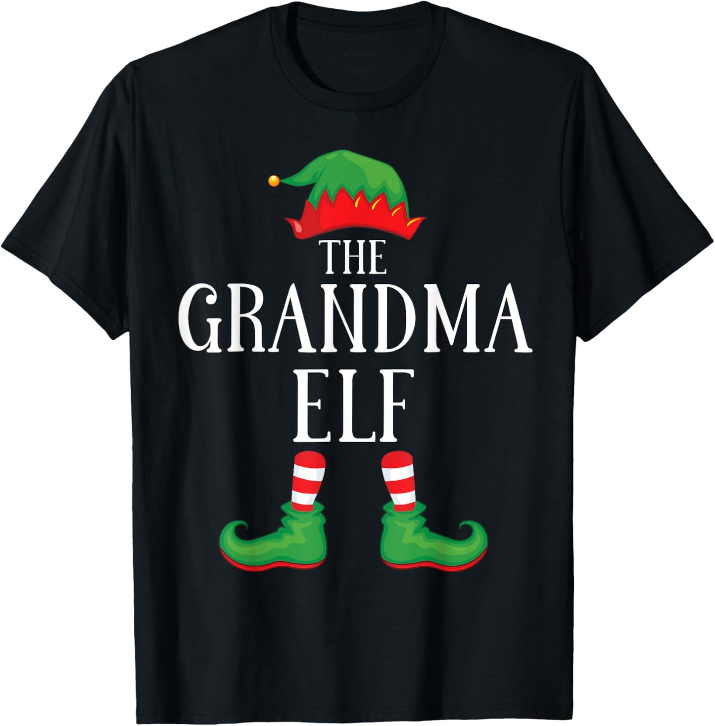 Grandma Elf Matching Group Xmas Funny Family Christmas T-Shirt - T-Shirt | Black