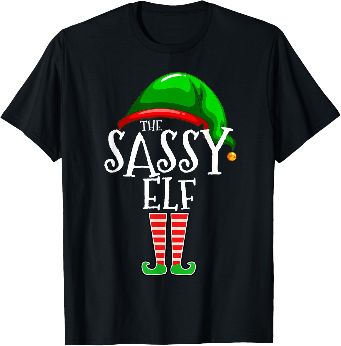 The Sassy Elf Family Matching Group Christmas Gift Funny Short Sleeve T-Shirt - T-Shirt | Black