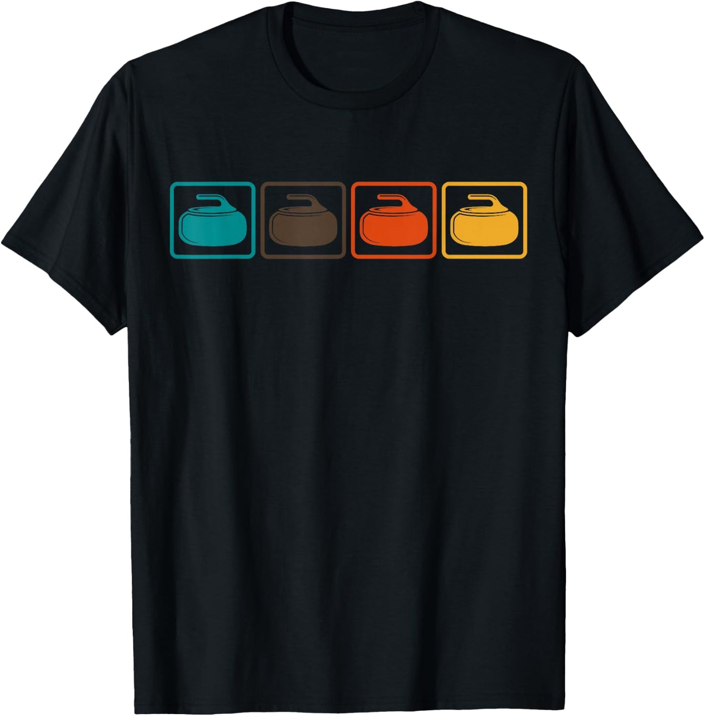 Curling Retro Vintage Ice Sports Curler Player T-Shirt - T-Shirt | Black