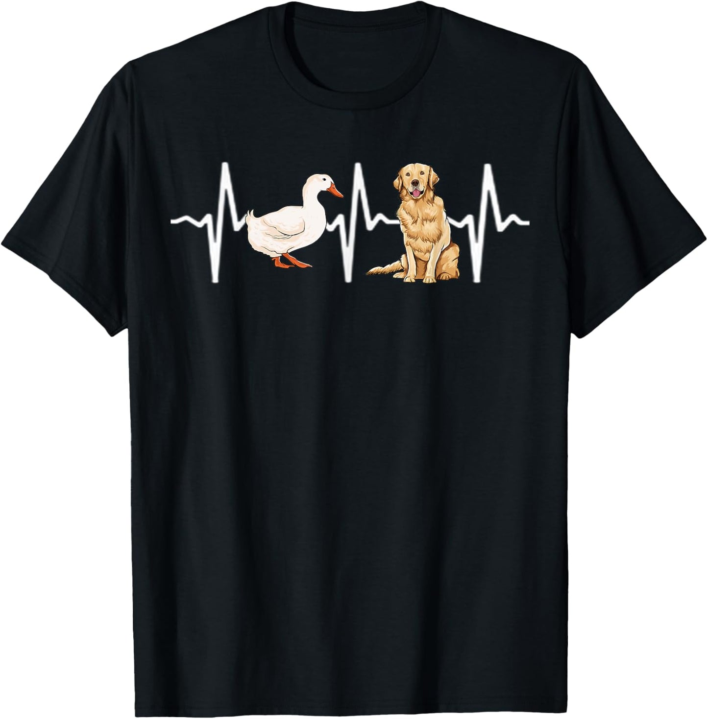 Goose Golden Retriever Heartbeat Dog Lover T-Shirt - T-Shirt | Black