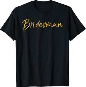 Bride & Groom Wedding Design Studio Men's Black Vintage Mr. & Mrs. Poppin Bottles Bridesman Shirt Funny Cute Gold Guy Bridesmaid T-Shirt - T-Shirt | Black
