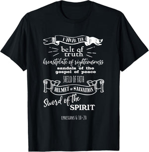 Bible Scripture Ephesians 6:10-20 T-Shirt - T-Shirt | Black