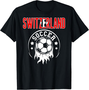 Switzerland Soccer Fans Jersey - Swiss Flag Football Lovers T-Shirt - T-Shirt | Black