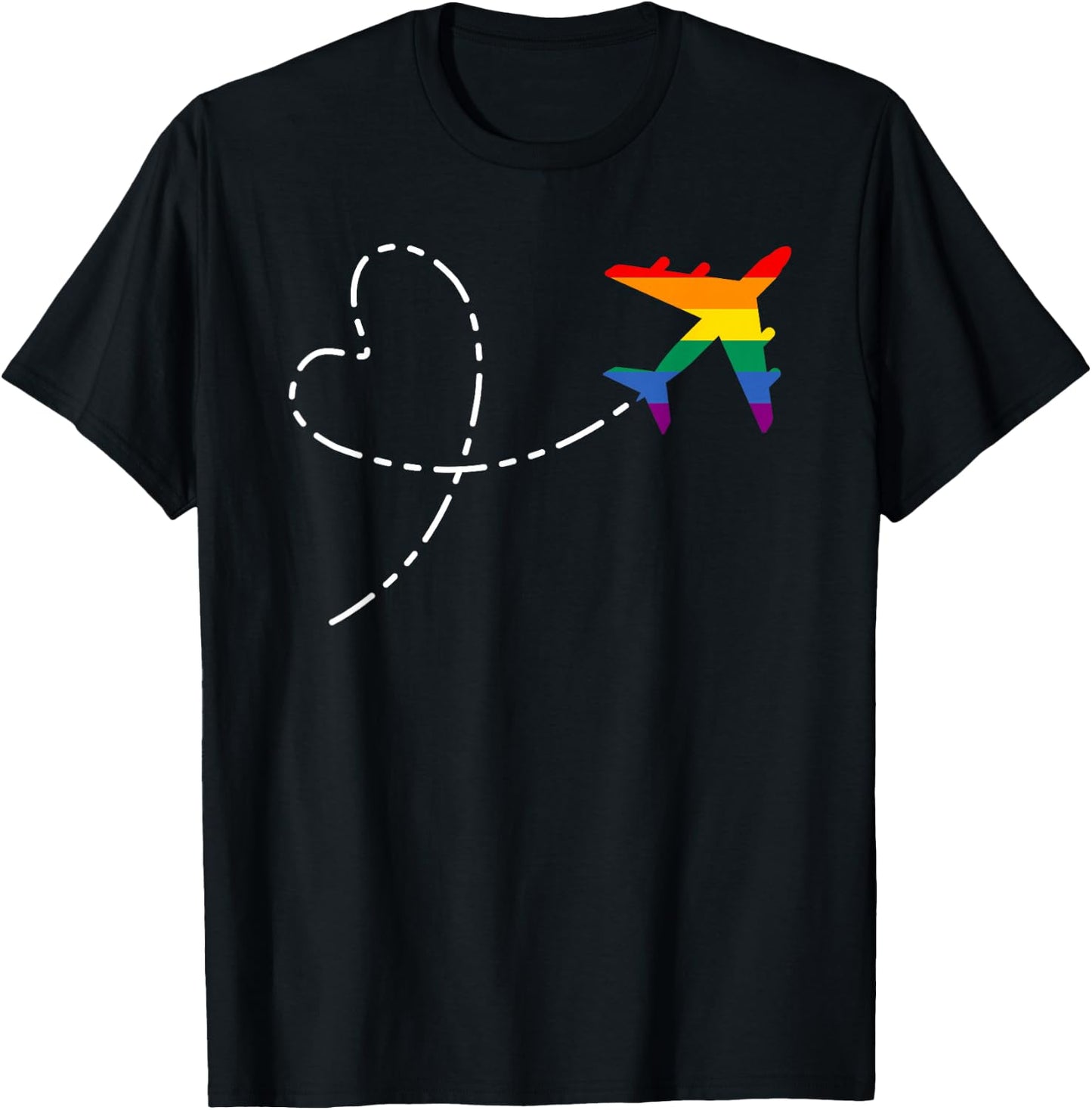 Airplane Rainbow Flag Flight Attendant Pilot LGBT Gay Pride T-Shirt - T-Shirt | Black