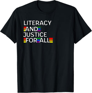 Literacy Justice For All Read Banned Books Protect Librarian T-Shirt - T-Shirt | Black
