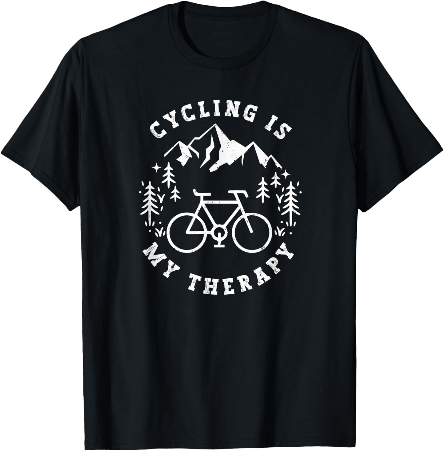 Cycling Is My Therapy Funny for Biker Cyclist Explore Nature T-Shirt - T-Shirt | Black