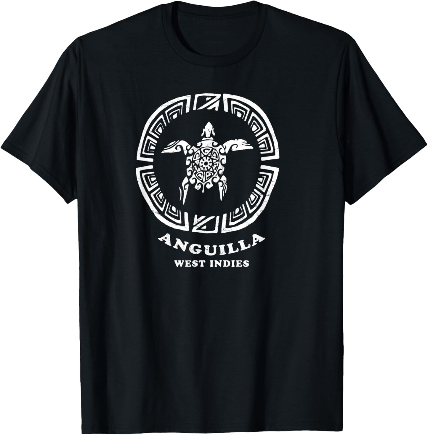Anguilla, West Indies Vintage Tribal Sea Turtle Vacation T-Shirt - T-Shirt | Black