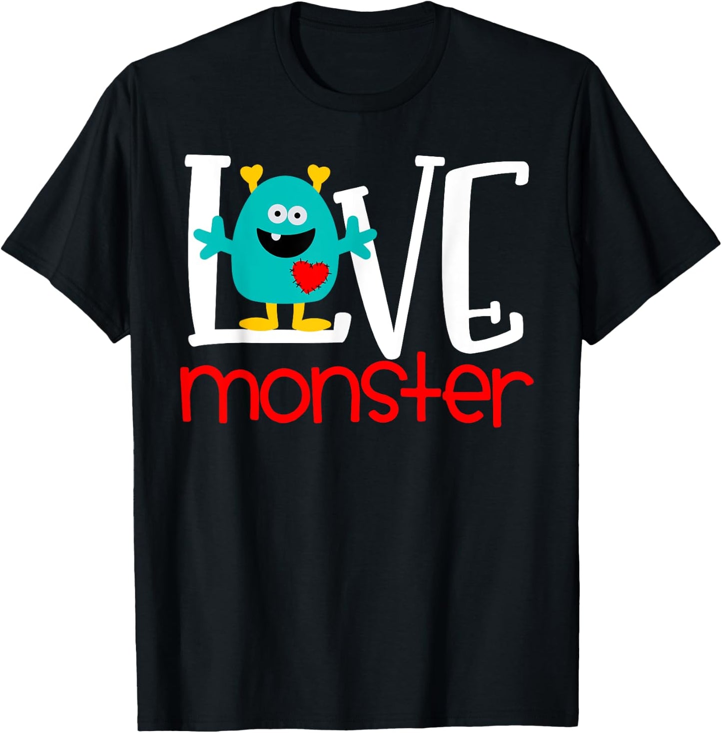 Cute Love Monster Valentine T-Shirt - T-Shirt | Black
