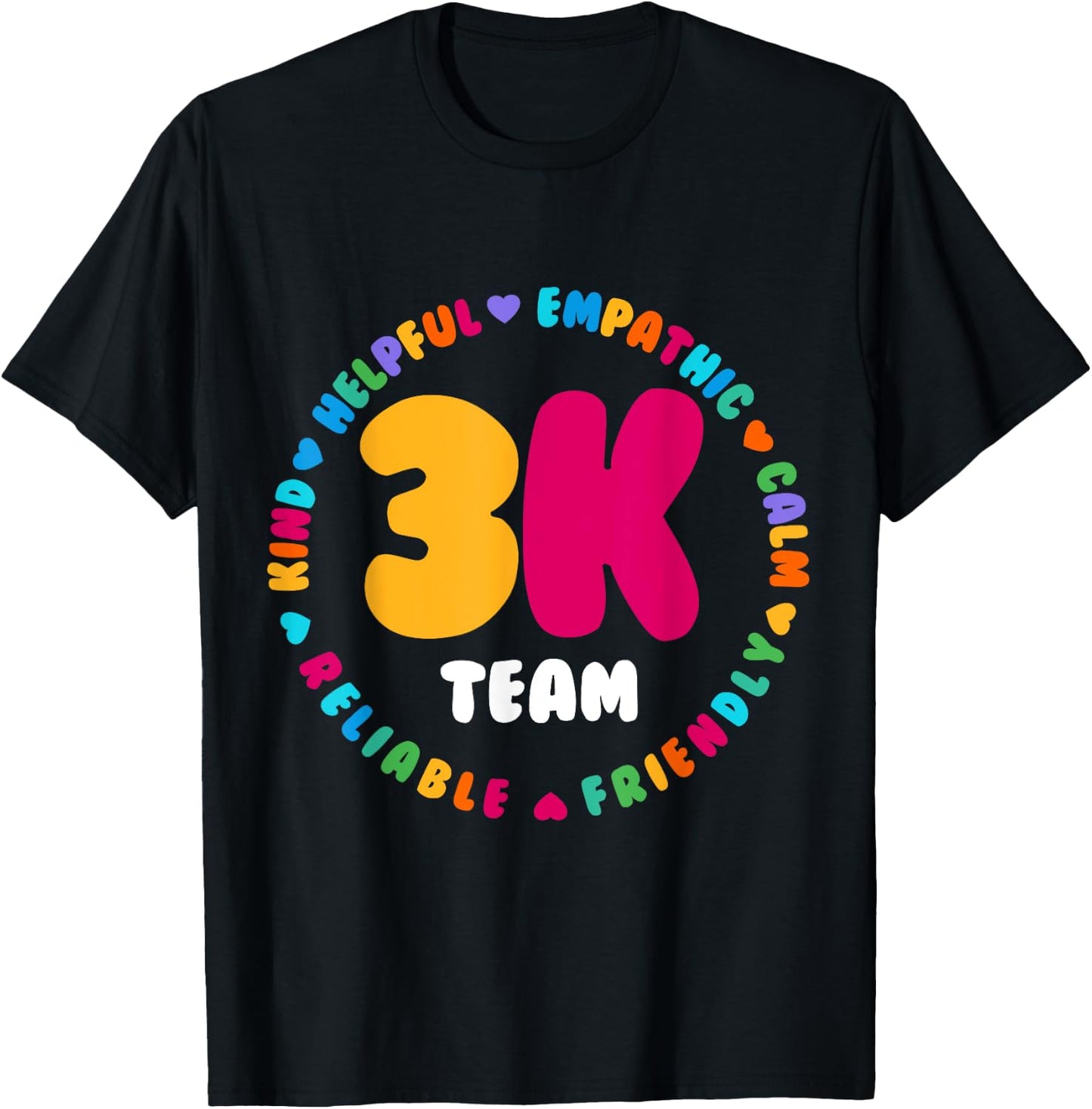3K Team & Teacher Squad Threes Crew PreK Elementary Team T-Shirt - T-Shirt | Black
