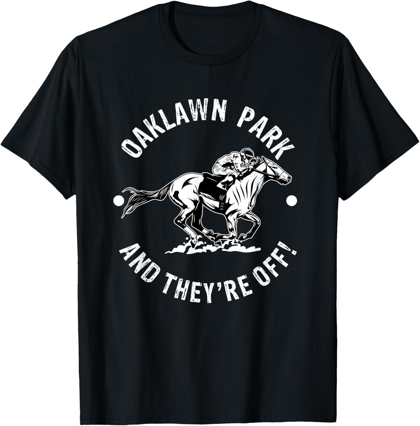 Horse Racetrack Designs Oaklawn Park AR Derby - Men's 3X-Large Black Short Sleeve Horse Racing Fan Equestrian AR Derby T-Shirt - T-Shirt | Black