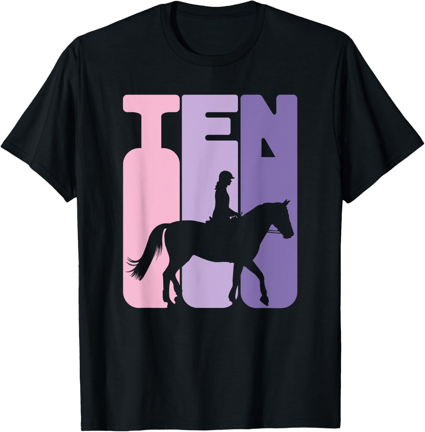 10th Birthday Horse Rider Girl Horse Fan 10 Years Girl T-Shirt - T-Shirt | Black