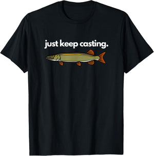 Just Keep Casting Musky Fishing T-Shirt - T-Shirt | Black