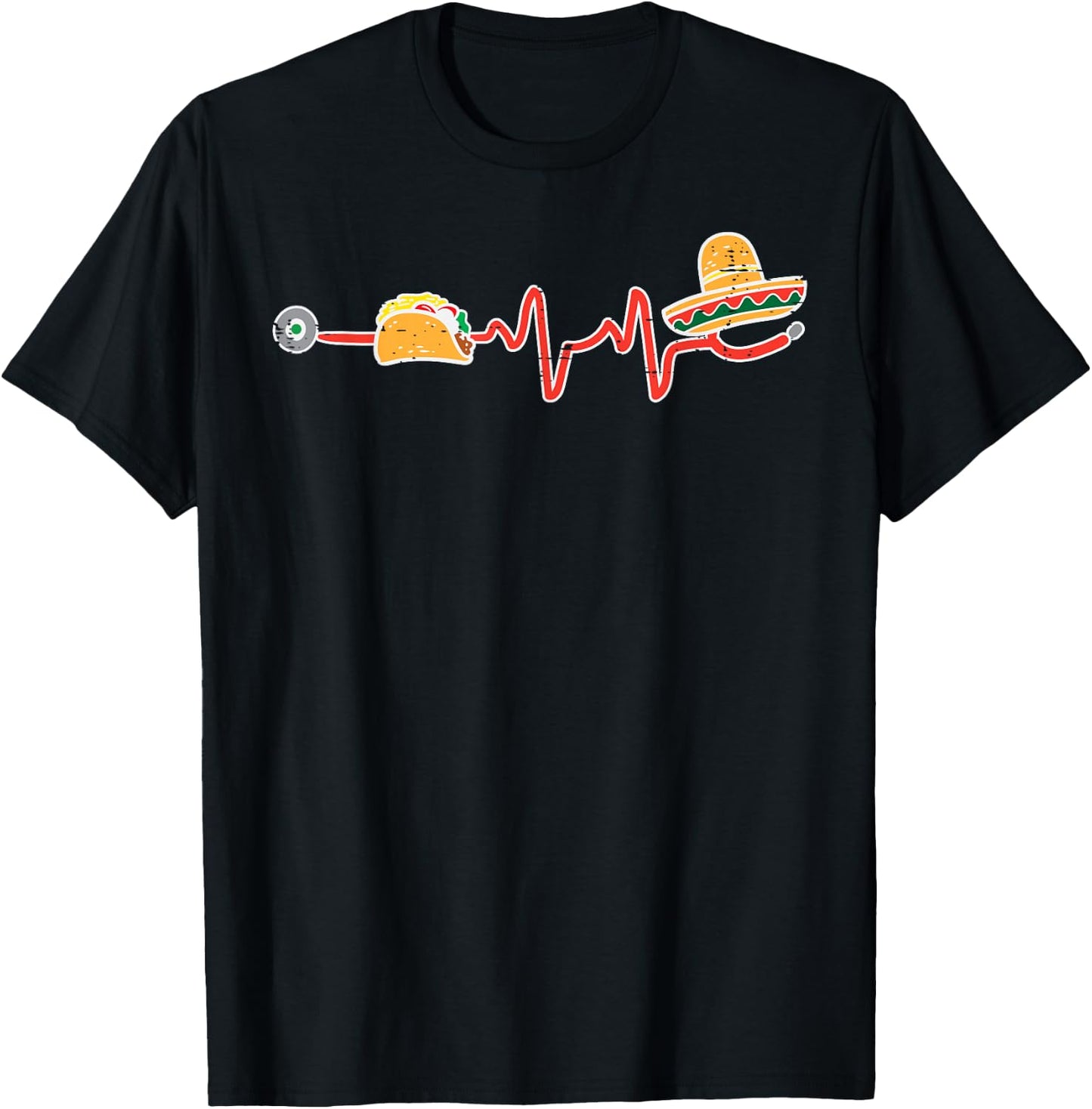 Taco Heartbeat Sombrero Nurse Cinco De Mayo Nurse Women RN T-Shirt - T-Shirt | Black