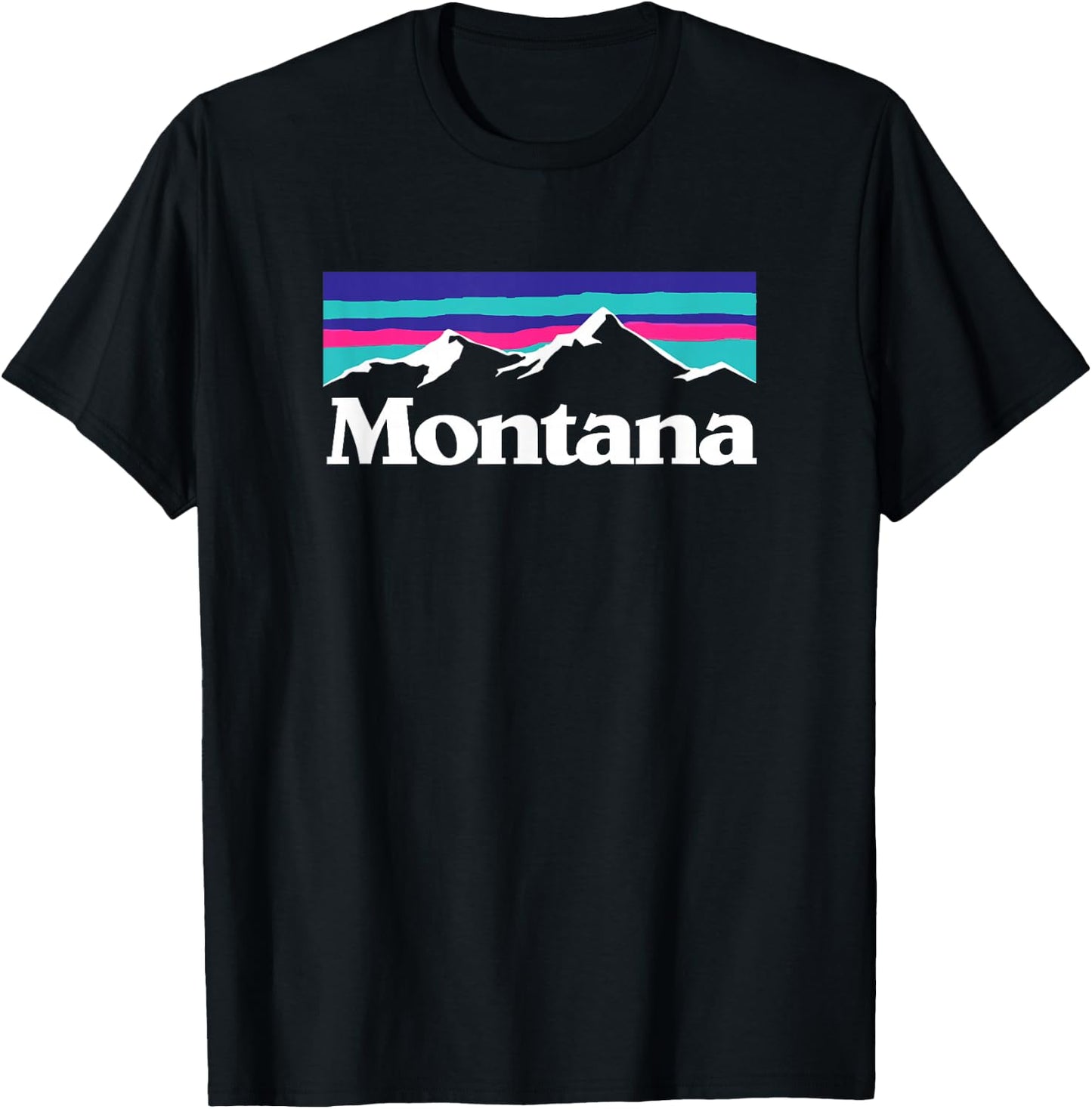 Montana Retro Vintage Mountain Outdoors State Graphic T-Shirt - T-Shirt | Black