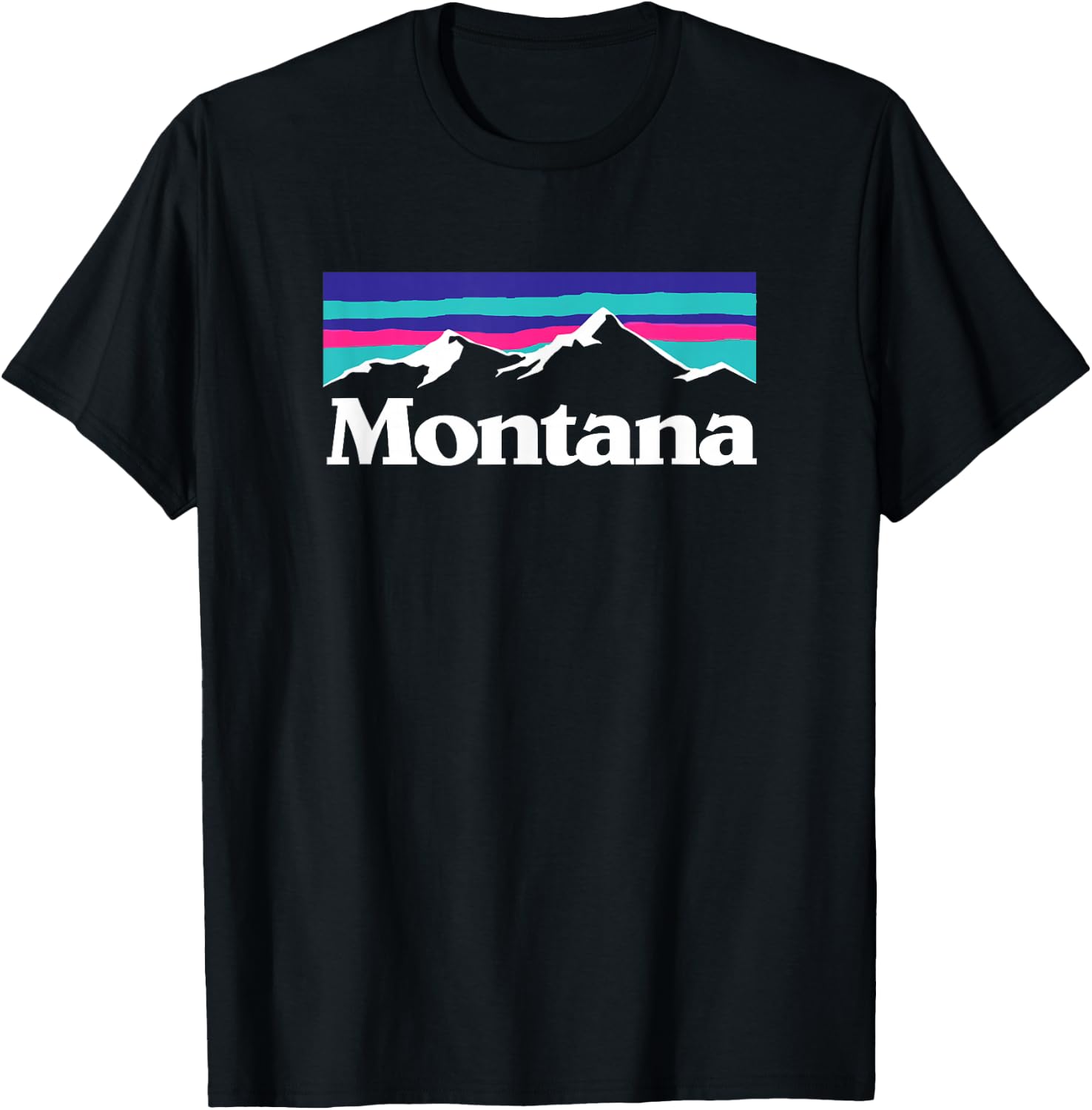 Montana Retro Vintage Mountain Outdoors State Graphic T-Shirt - T-Shirt | Black