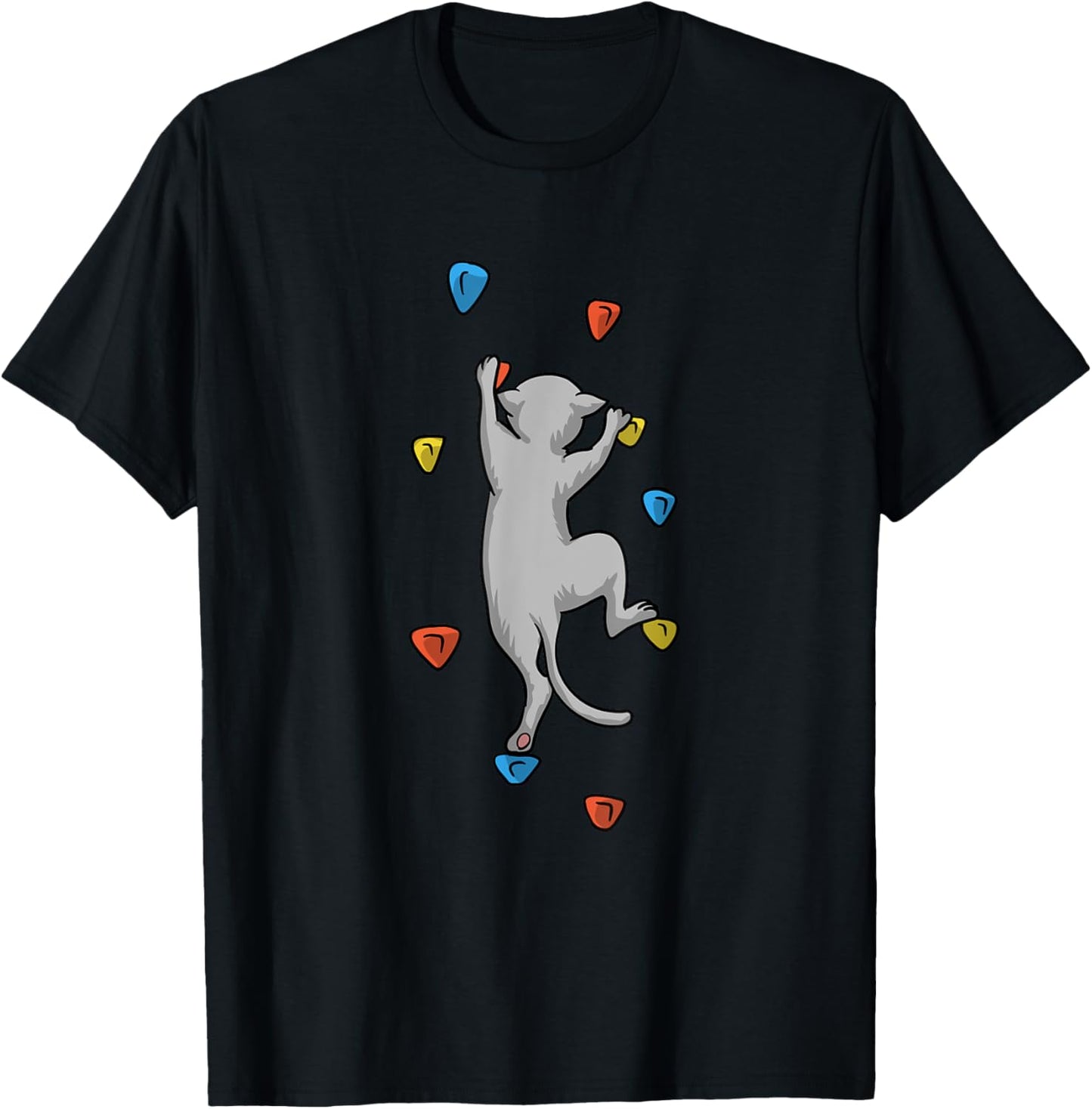 Funny Cat Climber Rock Climbing Gift Women And Kids T-Shirt - T-Shirt | Black