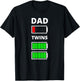 Dad Tired Low battery Twins Funny T-Shirt - T-Shirt | Black