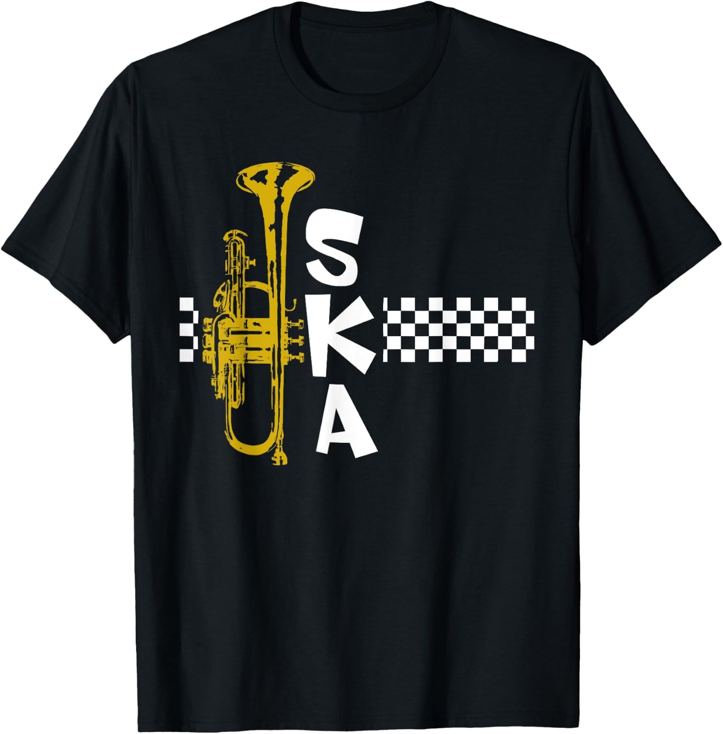 SKA Trumpet and Squares T-Shirt - T-Shirt | Black